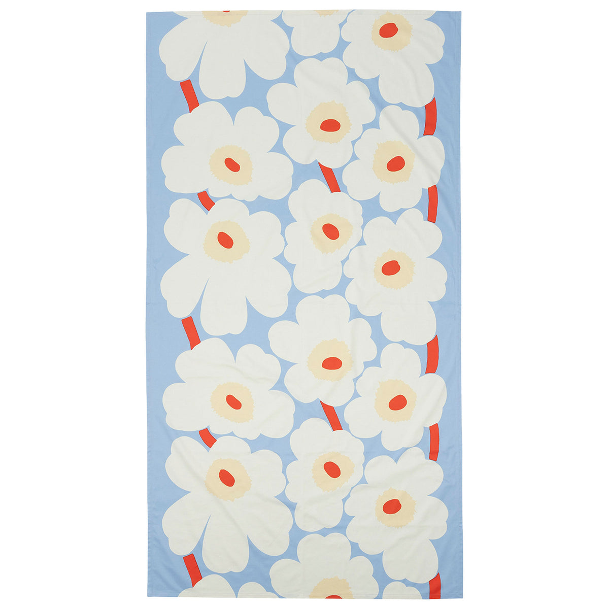 Marimekko Unikko dug i lyseblå og naturhvid, 135 × 250 cm