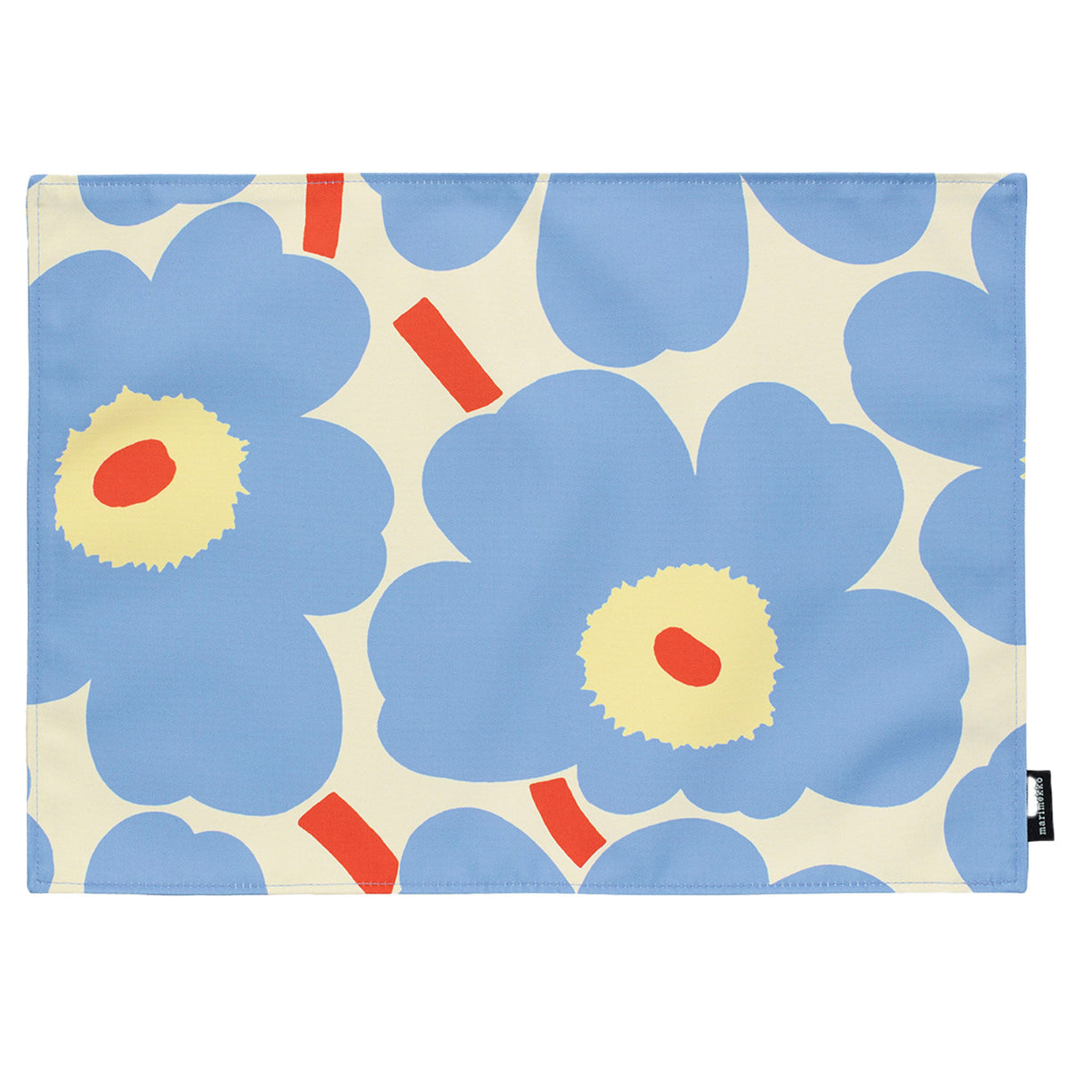 Marimekko Pieni Unikko dækkeserviet i hvid og blå, 31 x 42 cm