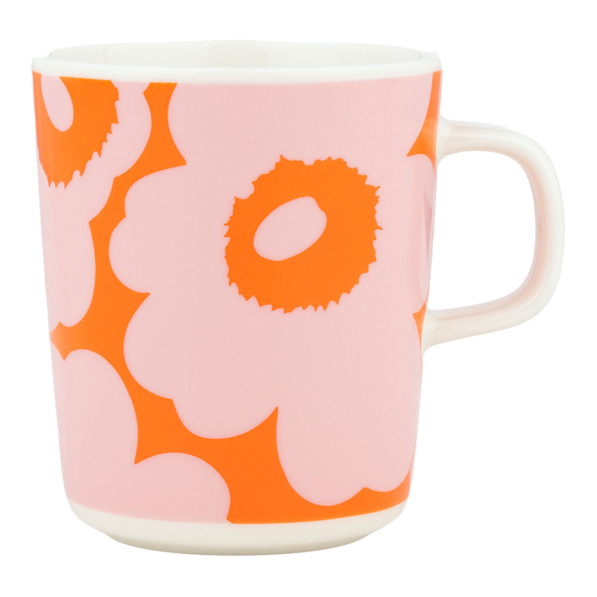 Marimekko Unikko krus 2,5 dl med blomstermønster i lyserød og orange