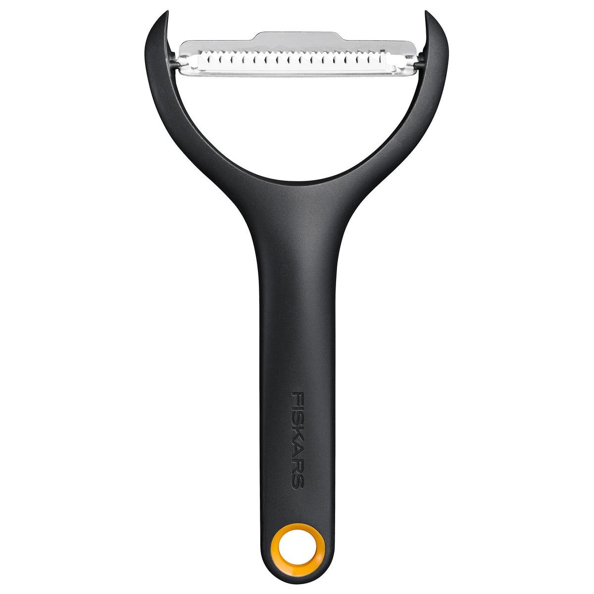Sort og orange julienneskræller fra Fiskars Functional Form