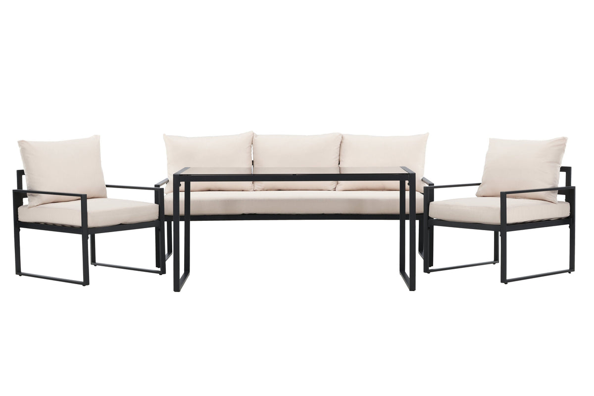 Catania sofasæt fra Venture Home med sort stel og beige siddepladser