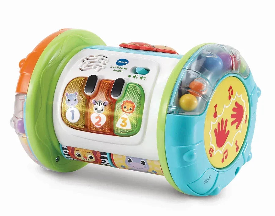 V-Tech 2-in-1 Rolling Explorer Drum aktivitetslegetøj med dyr og tal