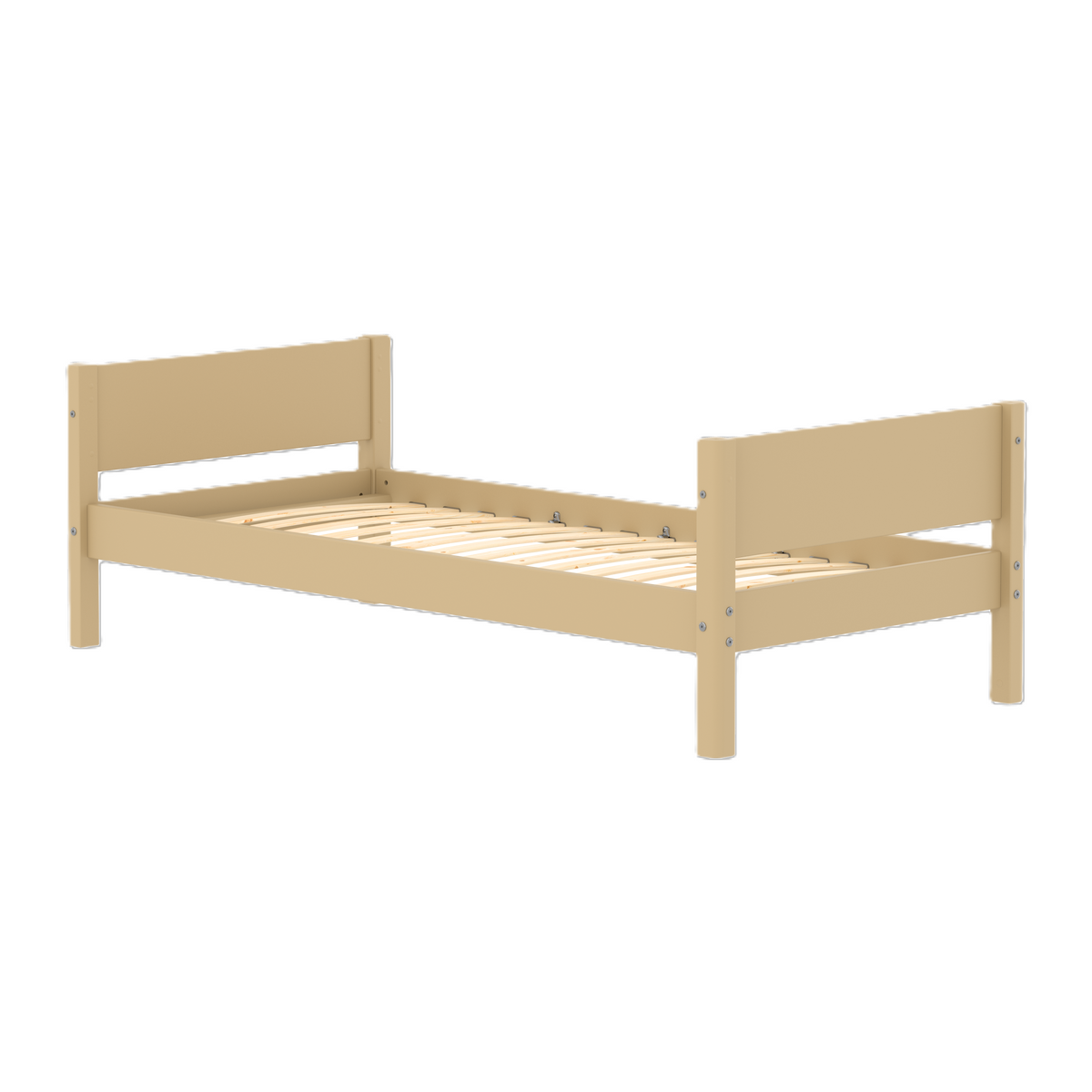 Flexa White enkeltseng 90 x 200 cm med hoved- og fodgavl i sand