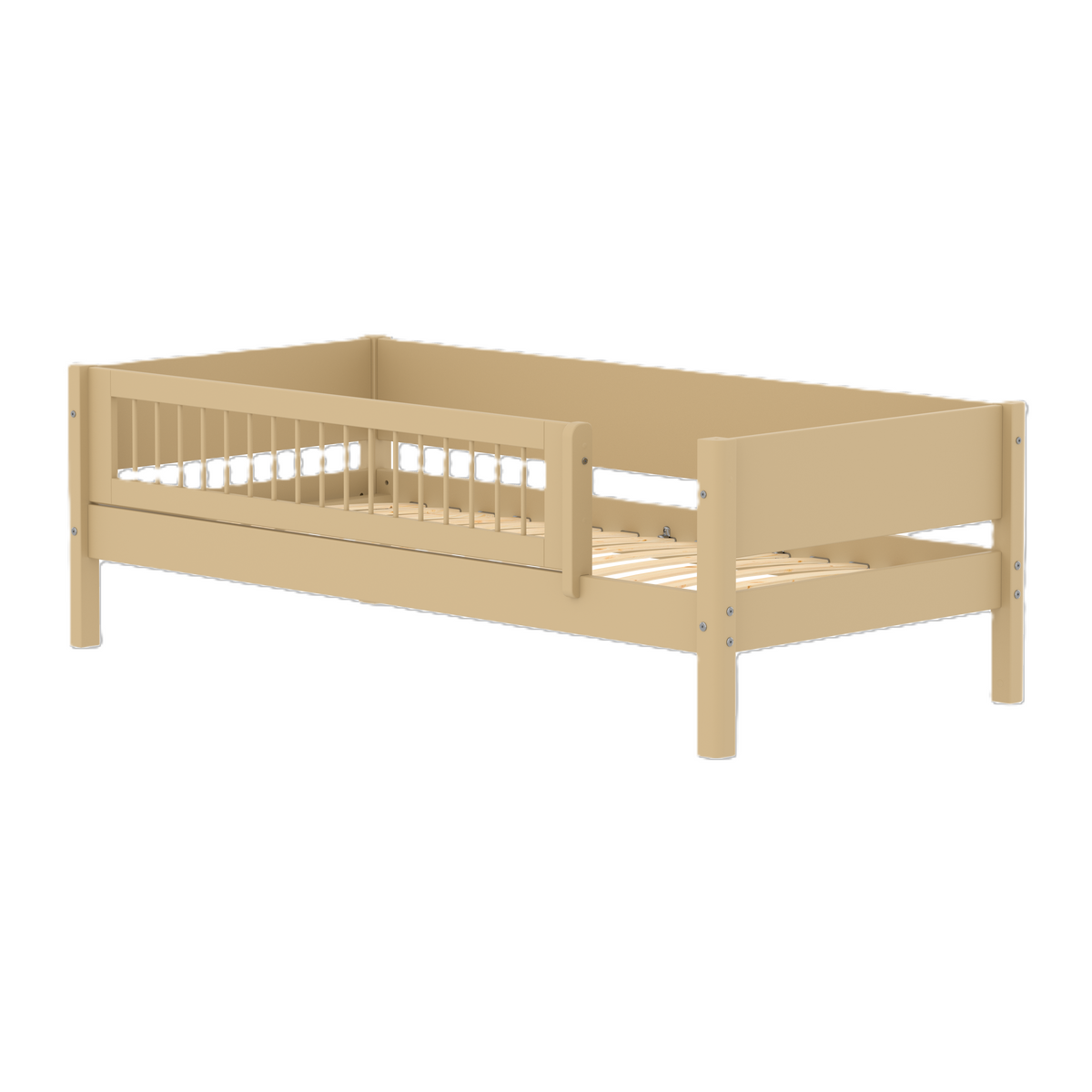 Flexa White enkeltseng 90 x 200 cm med crossbar sengehest i farven sand