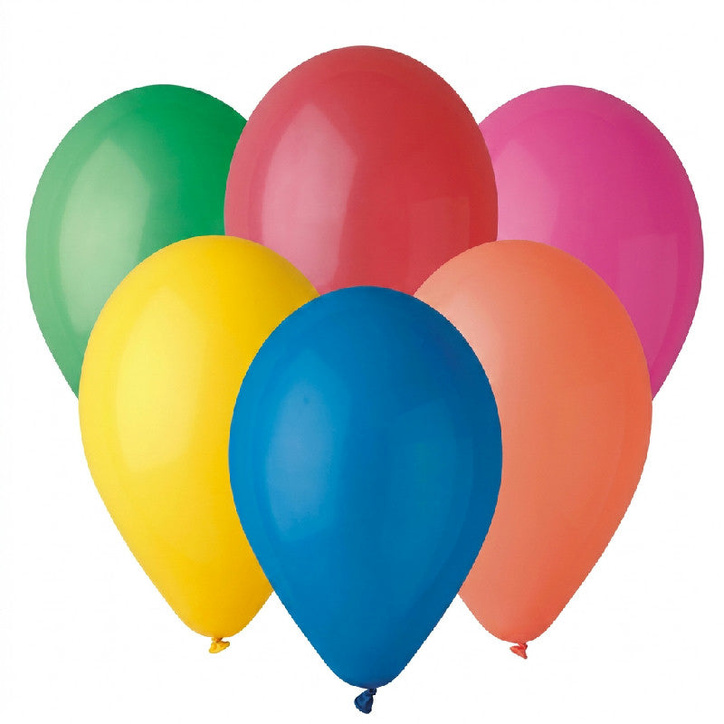 Pakke med 100 flerfarvede pastelballoner i latex fra Godan, G90, 10 tommer