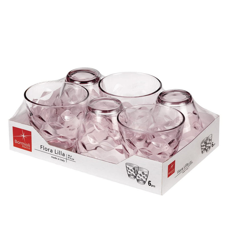 Drikkeglas sæt Bormioli Rocco Flora 6 stk Pink Glas 260 ml