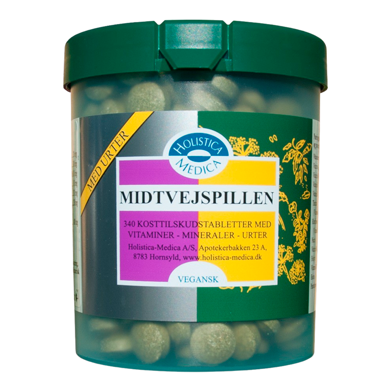 Pakke med Holistica Medica Midtvejspillen, 340 tabletter, vegansk kosttilskud