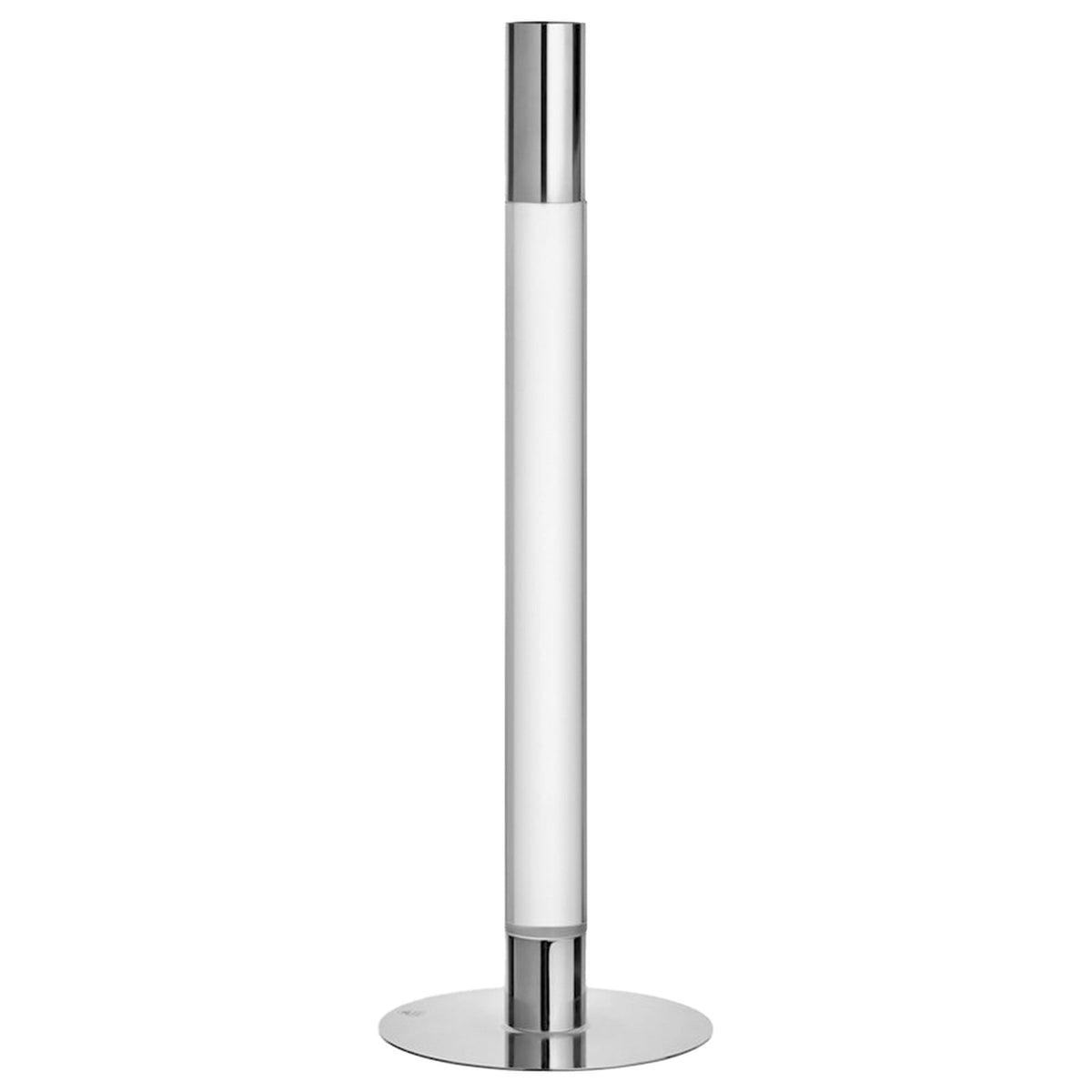 Orrefors Lumiere lysestage 32 cm i klart glas og sølvfarvet metal