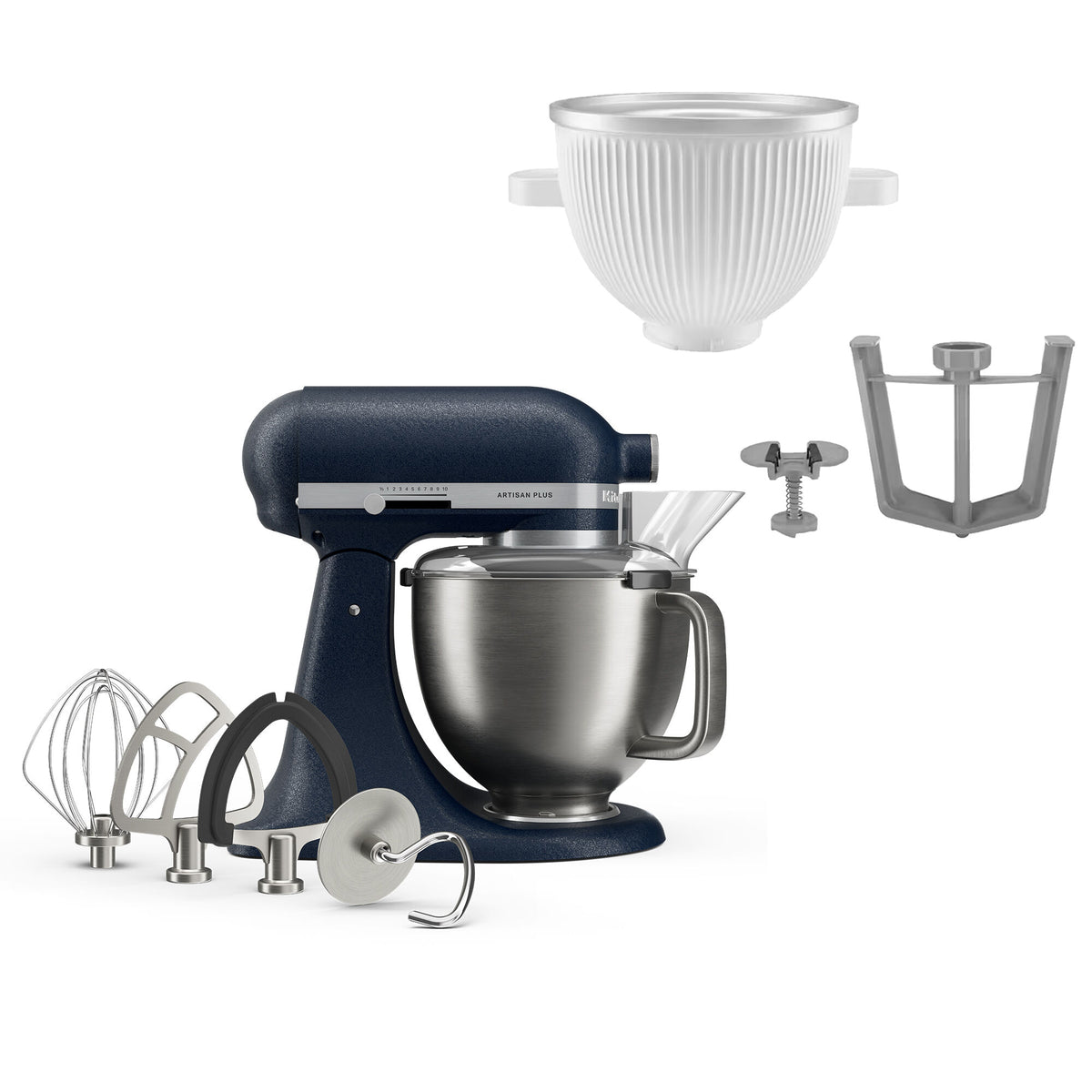 KitchenAid Artisan Plus køkkenmaskine i wild blueberry med tilbehør til is