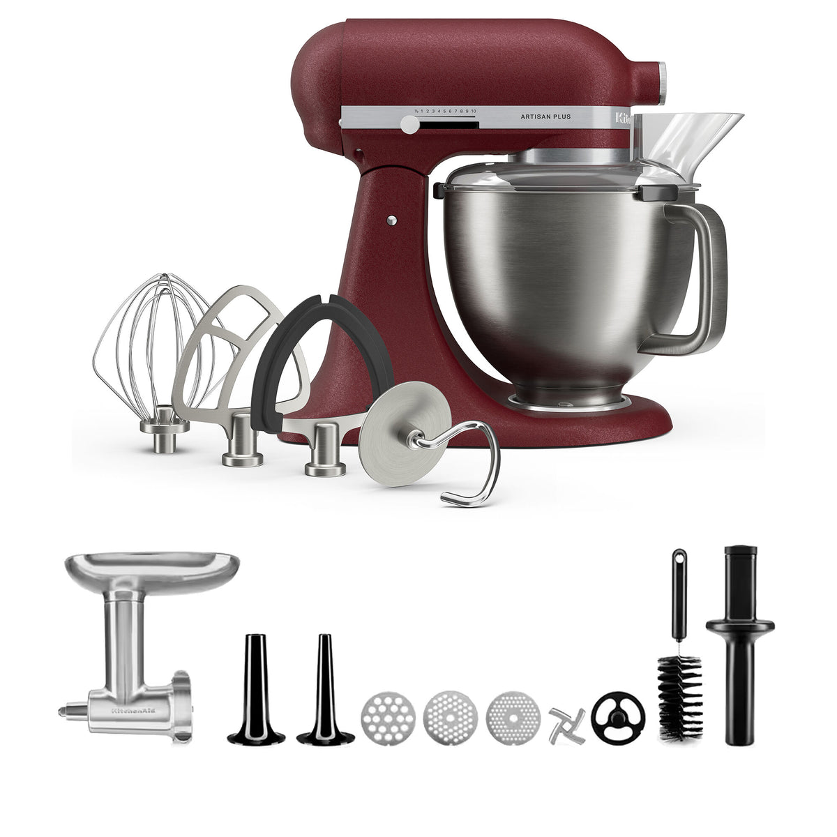 KitchenAid Artisan Plus køkkenmaskine i sun dried tomato med kødhakker