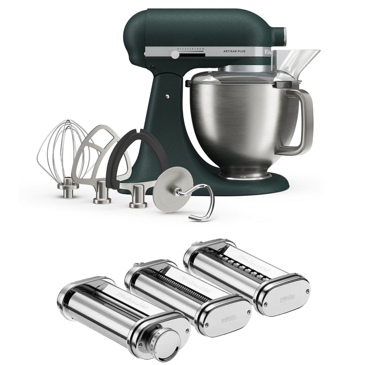 KitchenAid Artisan Plus køkkenmaskine i Pebbled Palm med pastasæt, 4,7 liter