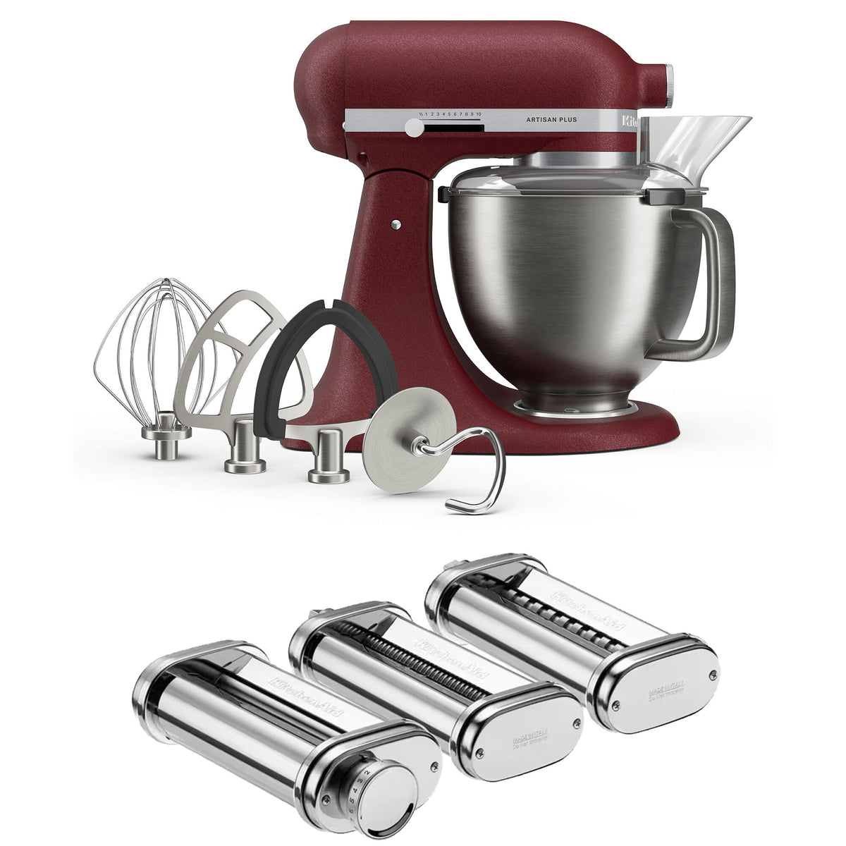 KitchenAid Artisan Plus køkkenmaskine i farven Sun Dried Tomato med pastasæt, 4,7 liter