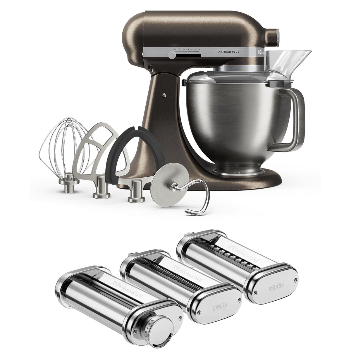 KitchenAid Artisan Plus køkkenmaskine i iron ore med pastasæt
