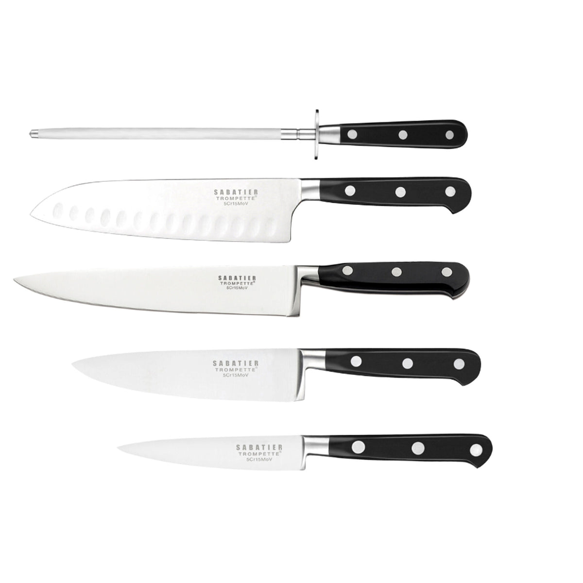 Sabatier Trompette Origin knivsæt med fem knive i rustfrit stål