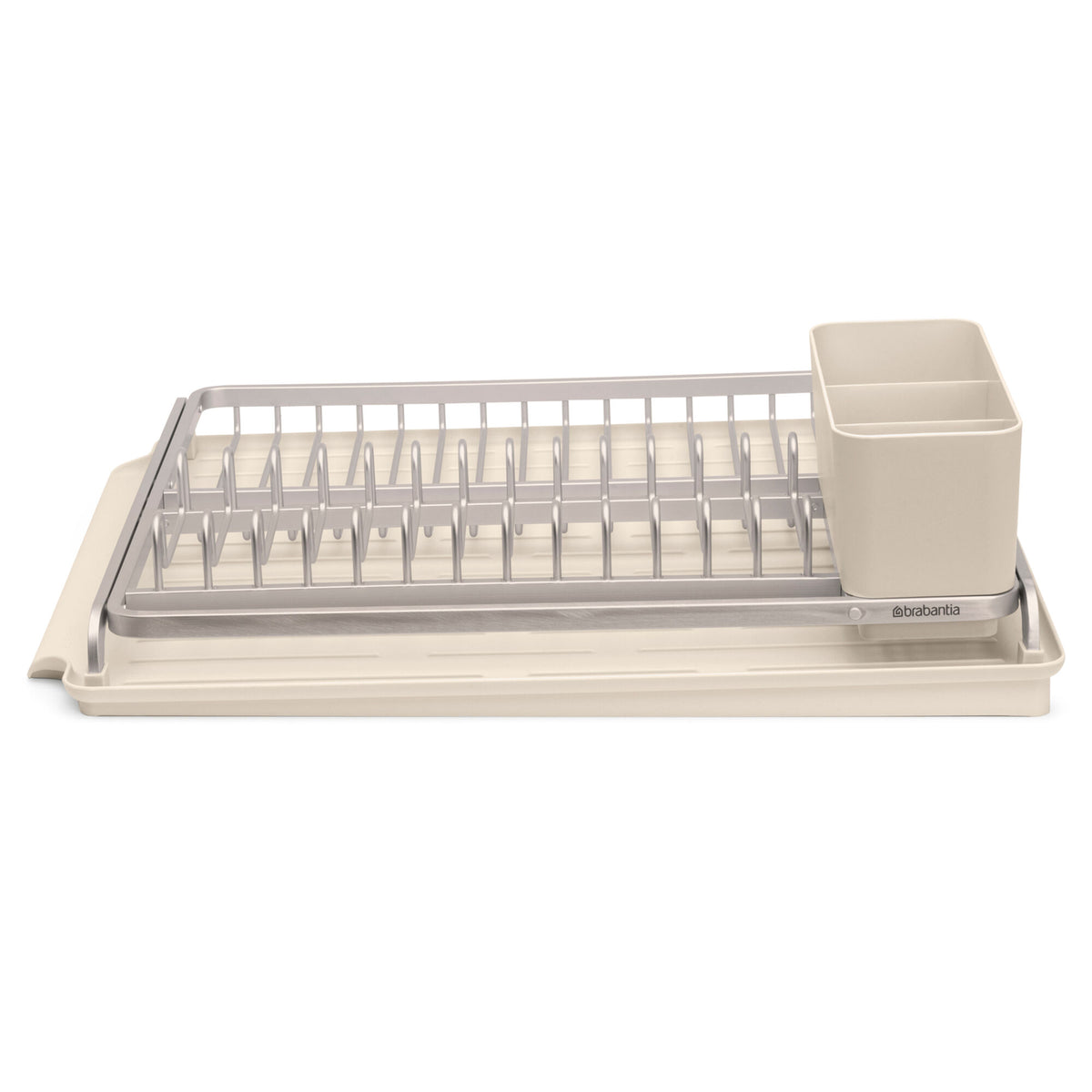 Opvaskestativ i soft beige fra Brabantia, serien Sinkside, ved vasken