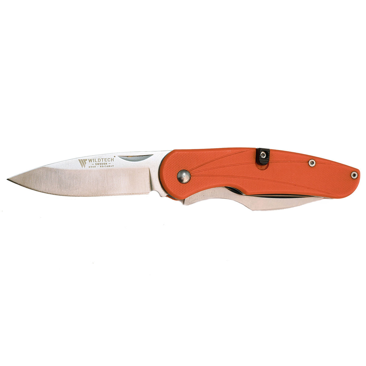 Orange Wildtech Bock lommekniv med to blade, foldekniv til jagt