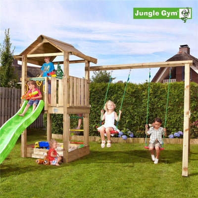 Se Jungle Gym - Legetårn Jungle Gym House 2.1 m/2-Swing Module 220 ekskl. rutschebane ✔ Kæmpe udvalg i  Jungle Gym - Køb online på udsalg og tilbud lige nu ✔ Hurtig levering: 1 - 2 Hverdage samt billig fragt - Varenummer: BGH-50309916983626 og barcode / Ean: 5705858715957 på lager - Udsalg på Best selling products Spar op til 52% - Over 1324 kendte brands på udsalg