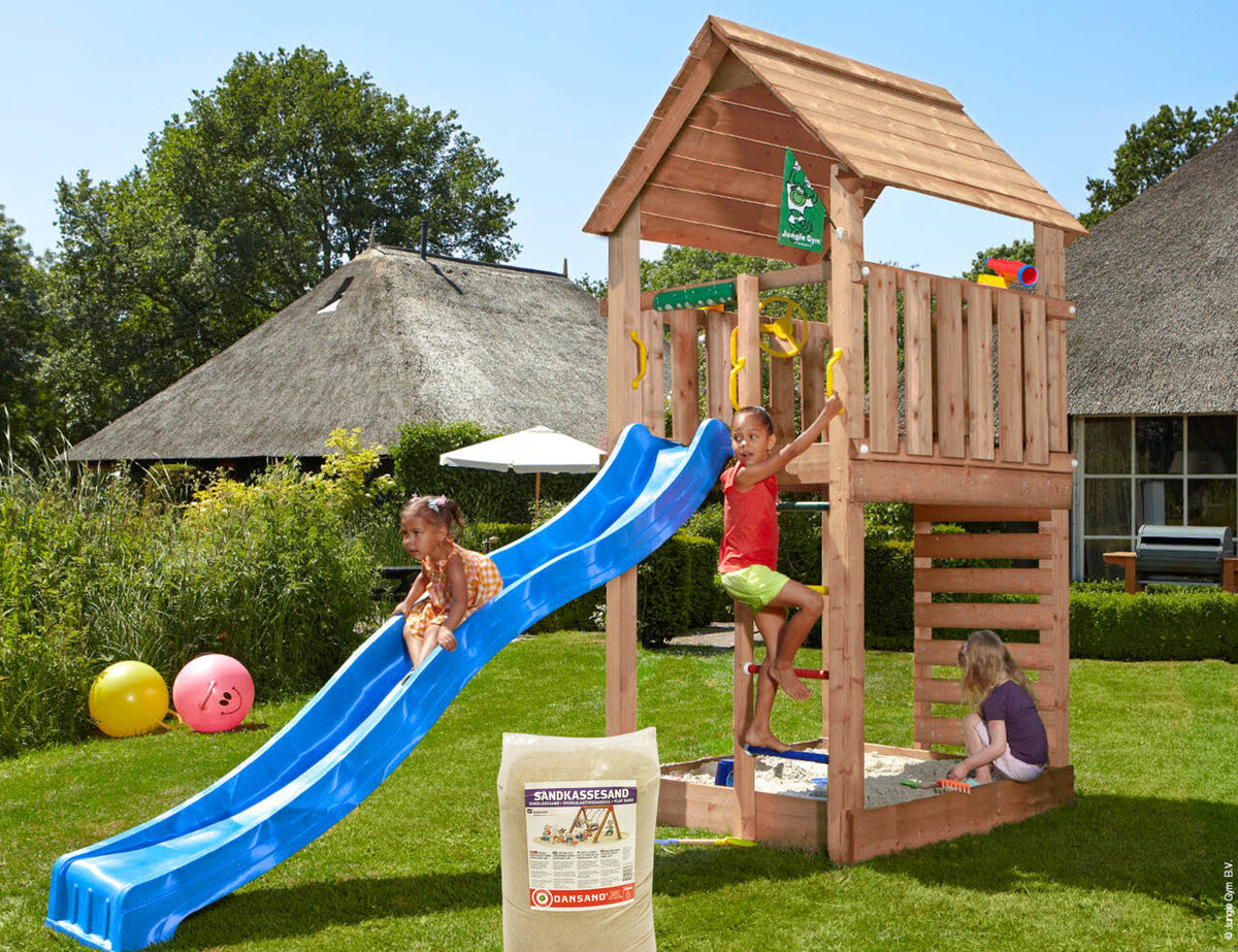 Se Jungle Gym - Legetårn Jungle Gym Cabin 2.1 m/blå rutsjebane og 120 kg sand ❤ Kæmpe udvalg i Jungle Gym - Køb online på udsalg og tilbud lige nu ❤ Hurtig levering til lave fragtpriser - Varenummer: Bolig&Haven-50309919539530 og barcode / Ean: 5705858722184 på lager - Udsalg på Få op til 69% i rabat - Find over 1.798 brands på udsalg
