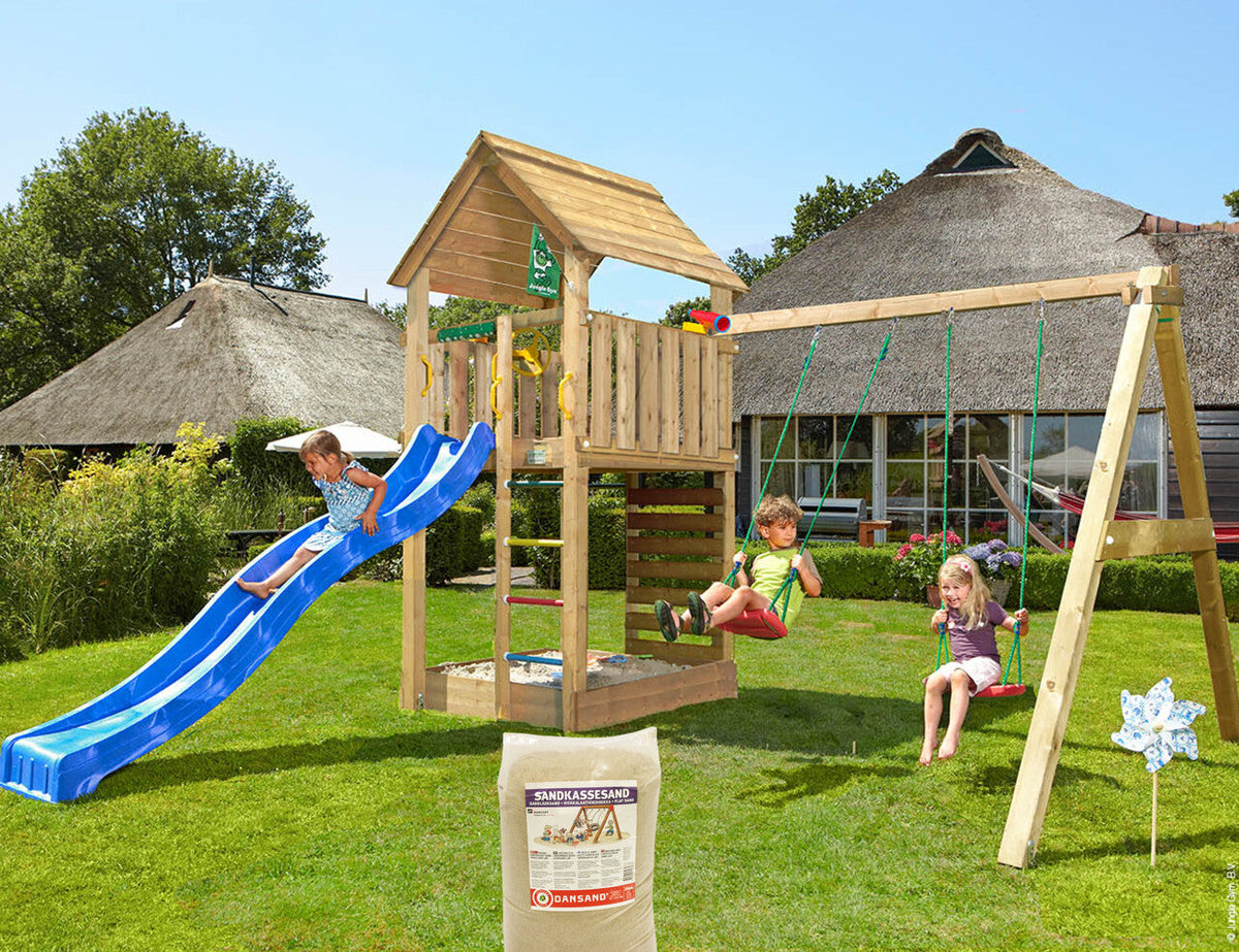 Se Jungle Gym - Legetårn Cabin 2.1 m/2-Swing Module 220, blå rutsjebane og 120 kg sand ❤ Kæmpe udvalg i Jungle Gym - Køb online på udsalg og tilbud lige nu ❤ Hurtig levering til lave fragtpriser - Varenummer: Bolig&Haven-50309919834442 og barcode / Ean: 5705858722214 på lager - Udsalg på Store besparelser – op til 67% - Store besparelser på over 2.281 brands