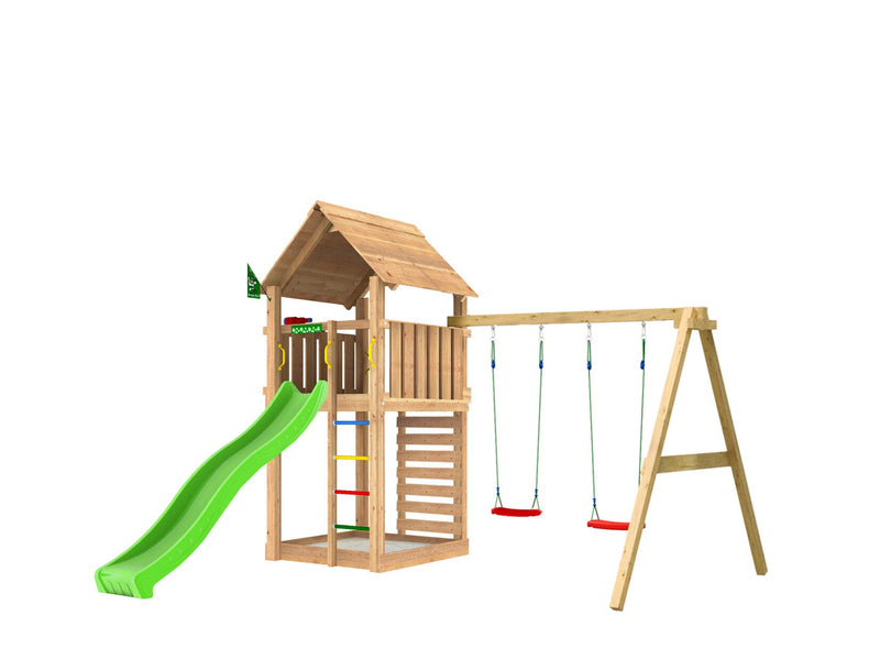Se Jungle Gym - Legetårn Jungle Gym Cabin 2.1 m/2-Swing Module 220, grøn rutsjebane og 120 kg sand ✔ Kæmpe udvalg i  Jungle Gym - Køb online på udsalg og tilbud lige nu ✔ Hurtig levering: 1 - 2 Hverdage samt billig fragt - Varenummer: BGH-50309920424266 og barcode / Ean: 5705858722221 på lager - Udsalg på Best selling products Spar op til 58% - Over 1324 kendte brands på udsalg