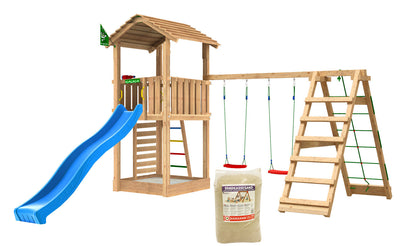 Se Jungle Gym - Legetårn Jungle Gym Cottage 2.1 m/2-Climb Modul 220, blå rutschebane og 120 kg sand ✔ Kæmpe udvalg i  Jungle Gym - Køb online på udsalg og tilbud lige nu ✔ Hurtig levering: 1 - 2 Hverdage samt billig fragt - Varenummer: BGH-50309917802826 og barcode / Ean: 5705858722085 på lager - Udsalg på Best selling products Spar op til 62% - Over 1324 kendte brands på udsalg