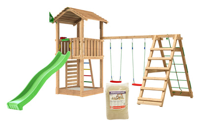 Se Jungle Gym - Legetårn Jungle Gym Cottage 2.1 w/2-Climb Module 220, grøn rutschebane og 120 kg sand ✔ Kæmpe udvalg i  Jungle Gym - Køb online på udsalg og tilbud lige nu ✔ Hurtig levering: 1 - 2 Hverdage samt billig fragt - Varenummer: BGH-50309917901130 og barcode / Ean: 5705858722092 på lager - Udsalg på Best selling products Spar op til 61% - Over 1324 kendte brands på udsalg