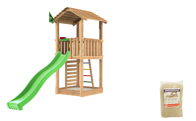 Se Jungle Gym - Legetårn Jungle Gym Cottage 2.1 m/grøn rutschebane og 120 kg sand ✔ Kæmpe udvalg i  Jungle Gym - Køb online på udsalg og tilbud lige nu ✔ Hurtig levering: 1 - 2 Hverdage samt billig fragt - Varenummer: BGH-50309918032202 og barcode / Ean: 5705858722115 på lager - Udsalg på Best selling products Spar op til 58% - Over 1324 kendte brands på udsalg