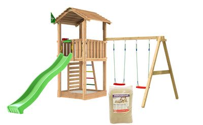 Se Jungle Gym - Legetårn Jungle Gym Cottage 2.1 m/2-Swing Modul 220, grøn rutschebane og 120 kg sand ✔ Kæmpe udvalg i  Jungle Gym - Køb online på udsalg og tilbud lige nu ✔ Hurtig levering: 1 - 2 Hverdage samt billig fragt - Varenummer: BGH-50309918228810 og barcode / Ean: 5705858722139 på lager - Udsalg på Best selling products Spar op til 55% - Over 1324 kendte brands på udsalg