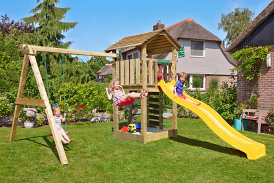 Se Jungle Gym - Legetårn Jungle Gym Cottage 2.1 m/2-Swing Modul 220 og gul rutschebane ✔ Kæmpe udvalg i  Jungle Gym - Køb online på udsalg og tilbud lige nu ✔ Hurtig levering: 1 - 2 Hverdage samt billig fragt - Varenummer: BGH-50309918097738 og barcode / Ean: 5705858722122 på lager - Udsalg på Best selling products Spar op til 57% - Over 1324 kendte brands på udsalg