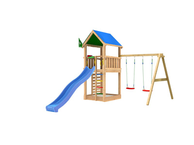 Se Jungle Gym - Legetårn Jungle Gym Lodge 2.1 inkl. Swing Module og blå rutschebane ✔ Kæmpe udvalg i  Jungle Gym - Køb online på udsalg og tilbud lige nu ✔ Hurtig levering: 1 - 2 Hverdage samt billig fragt - Varenummer: BGH-50309921210698 og barcode / Ean: 5705858723099 på lager - Udsalg på Best selling products Spar op til 58% - Over 1324 kendte brands på udsalg