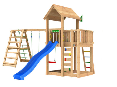 Se Jungle Gym - Legetårn Jungle Gym Mansion 2.1 m/2-Climb Module 220, blå rutsjebane og 120 kg sand ✔ Kæmpe udvalg i  Jungle Gym - Køb online på udsalg og tilbud lige nu ✔ Hurtig levering: 1 - 2 Hverdage samt billig fragt - Varenummer: BGH-50309921669450 og barcode / Ean: 5705858722795 på lager - Udsalg på Best selling products Spar op til 66% - Over 1324 kendte brands på udsalg