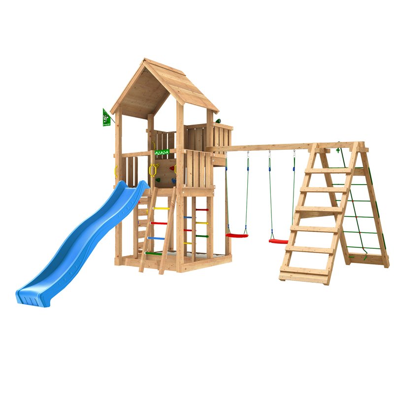 Se Jungle Gym - Legetårn Jungle Gym Palace 2.1 m/2-Climb Module 220, blå rutsjebane og 120 kg sand ❤ Kæmpe udvalg i Jungle Gym ❤ Hurtig levering: 1 - 2 Hverdage samt billig fragt - Varenummer: BGH-47759189377354 og barcode / Ean: &