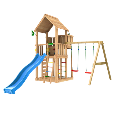 Se Jungle Gym - Legetårn Jungle Gym Palace 2.1 m/2-Swing Module 220, blå rutsjebane og 120 kg sand ❤ Kæmpe udvalg i Jungle Gym ❤ Hurtig levering: 1 - 2 Hverdage samt billig fragt - Varenummer: BGH-47759189442890 og barcode / Ean: '5705858726403 på lager - Udsalg på Best selling products Spar op til 57% - Over 1324 kendte brands på udsalg