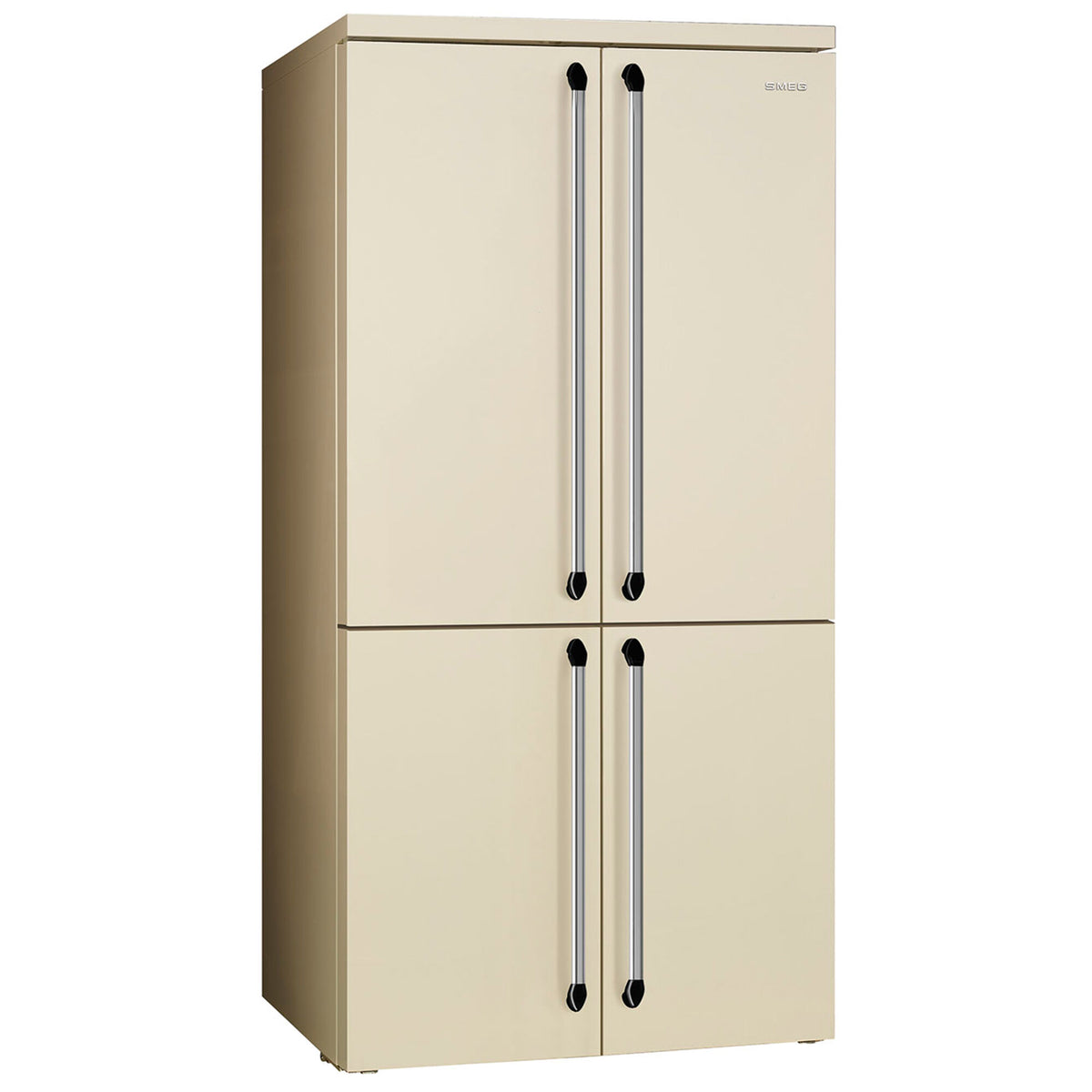 Cremefarvet Smeg Victoria French Door køle-/fryseskab med mørke håndtag