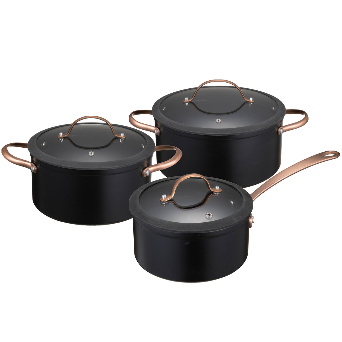 Modern house Black Copper grydesæt med tre gryder og kasseroller i tre størrelser