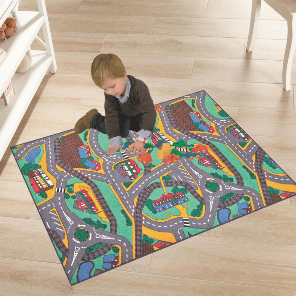 Trafiklegetæppe i polyamid med vejmotiv fra Paradiso Toys, 67 x 100 cm