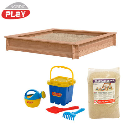 Se Nordic Play - Sandkasse lærk 150 x 150 cm med 240 kg sand og grønt strandsæt ✔ Kæmpe udvalg i  Nordic Play Active - Køb online på udsalg og tilbud lige nu ✔ Hurtig levering: 1 - 2 Hverdage samt billig fragt - Varenummer: BGH-50309926715722 og barcode / Ean: 5705858702773 på lager - Udsalg på Best selling products Spar op til 57% - Over 1354 kendte brands på udsalg