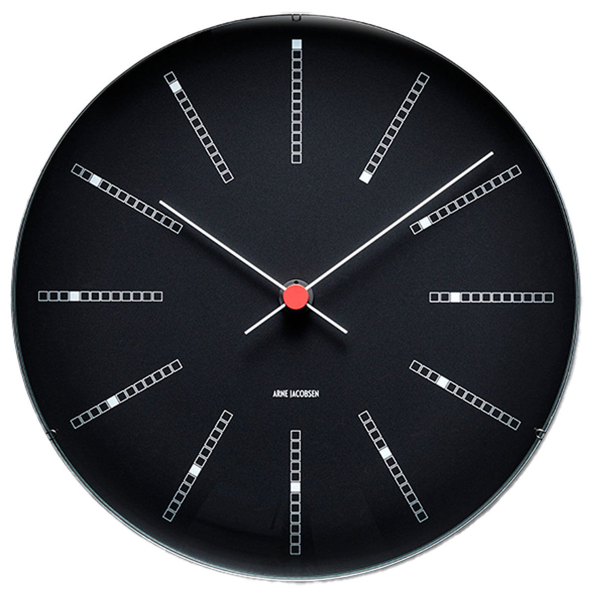 Sort Arne Jacobsen Bankers vægur med sort urskive, Ø21 cm