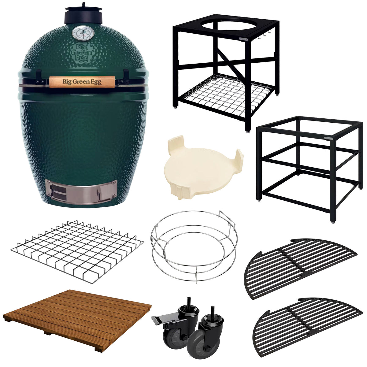 Big Green Egg kulgrill i størrelse Large indbygget i modulært udekøkken