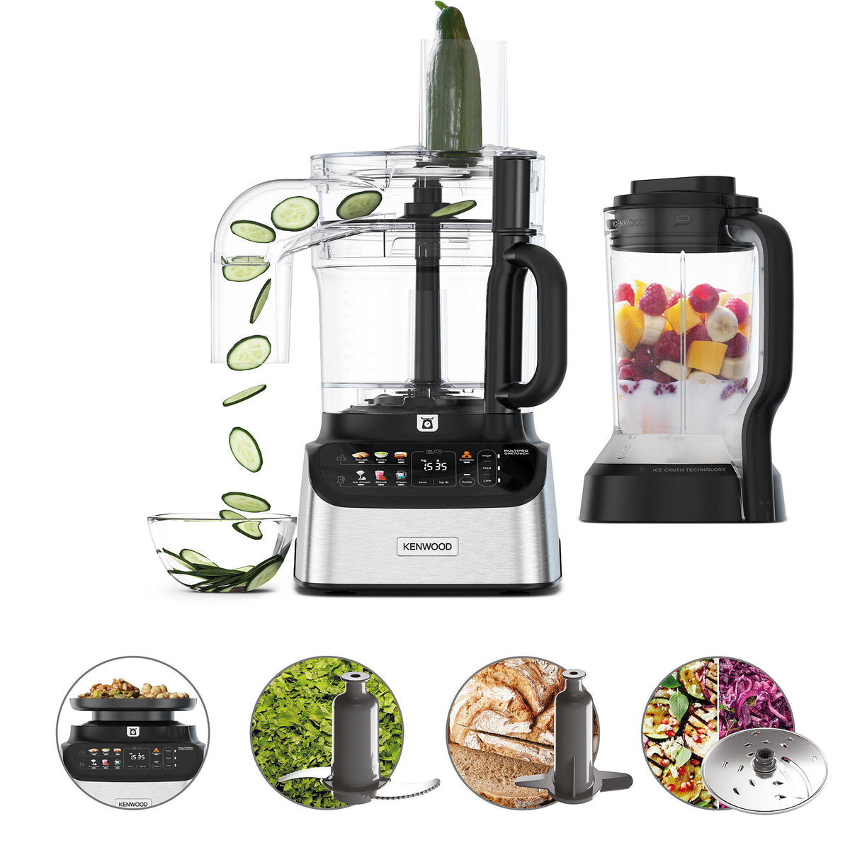 Sort og stål Kenwood MultiPro OneTouch foodprocessor