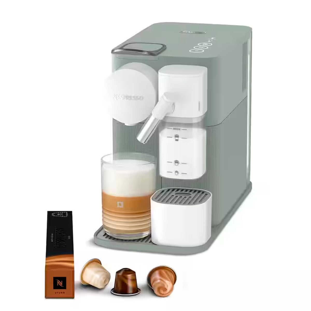 Grøn Nespresso Lattissima One EN510.GR kapselmaskine fra De'Longhi