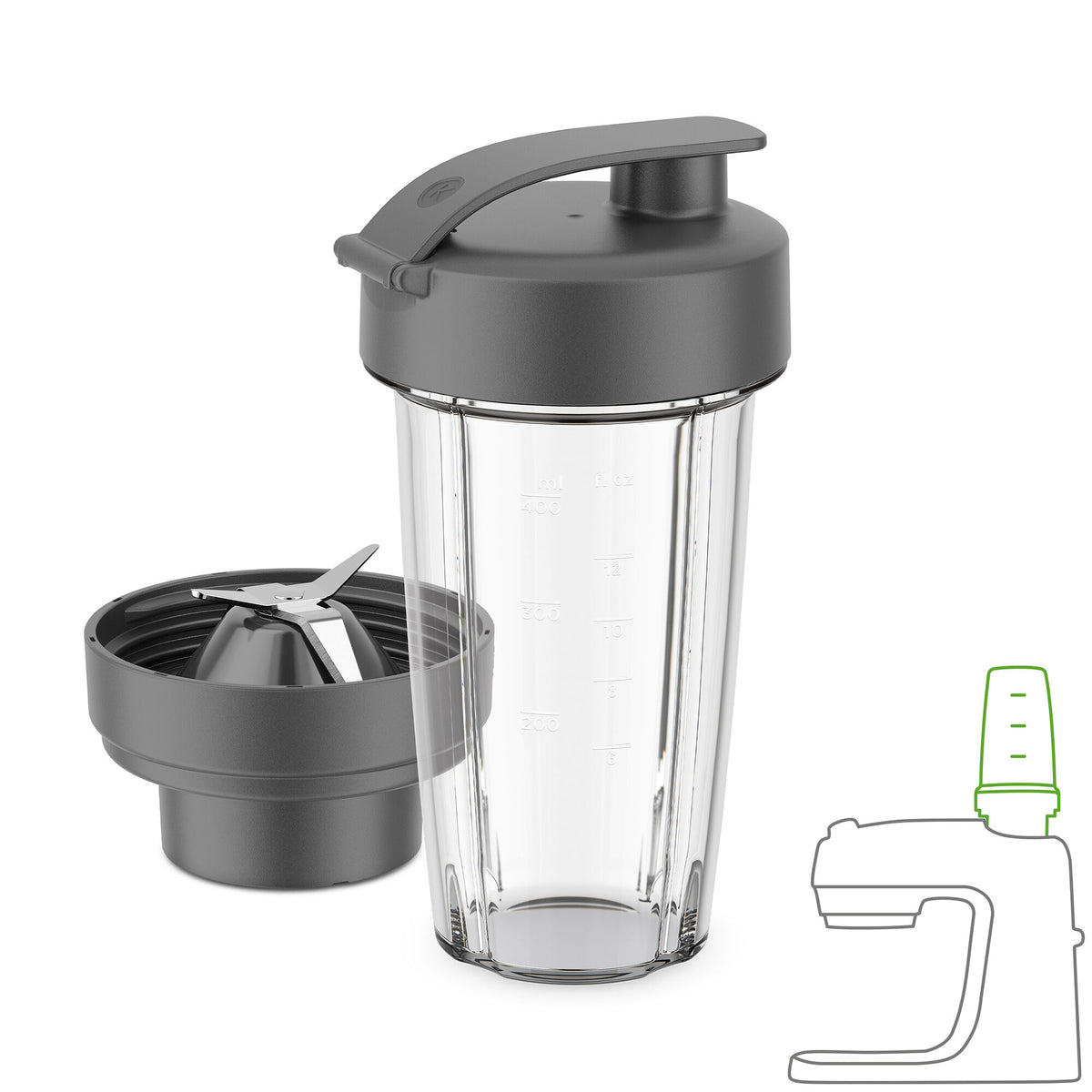 Grå Kenwood Xtract SportGo personal blender med to-go kop på 400 ml
