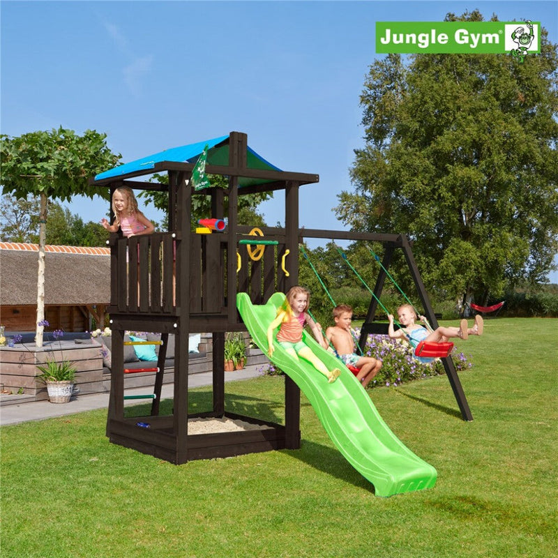 Se Jungle Gym - Legetårn Jungle Gym Hut, grundmalet sort, m/2-Swing Module 220 ekskl. rutschebane ✔ Kæmpe udvalg i  Jungle Gym - Køb online på udsalg og tilbud lige nu ✔ Hurtig levering: 1 - 2 Hverdage samt billig fragt - Varenummer: BGH-50309923340618 og barcode / Ean: 5705858713533 på lager - Udsalg på Best selling products Spar op til 52% - Over 1324 kendte brands på udsalg