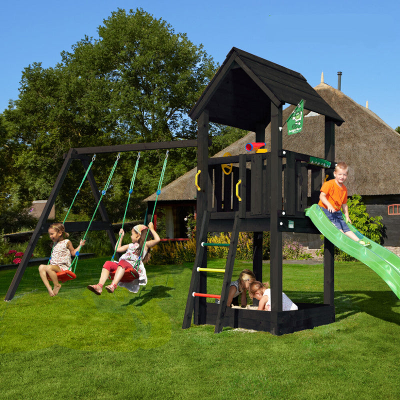 Se Jungle Gym - Legetårn Jungle Gym Club, grundmalet sort, w/2-Swing Module 220 ekskl. rutschebane ✔ Kæmpe udvalg i  Jungle Gym - Køb online på udsalg og tilbud lige nu ✔ Hurtig levering: 1 - 2 Hverdage samt billig fragt - Varenummer: BGH-50309923602762 og barcode / Ean: 5705858713656 på lager - Udsalg på Best selling products Spar op til 63% - Over 1324 kendte brands på udsalg