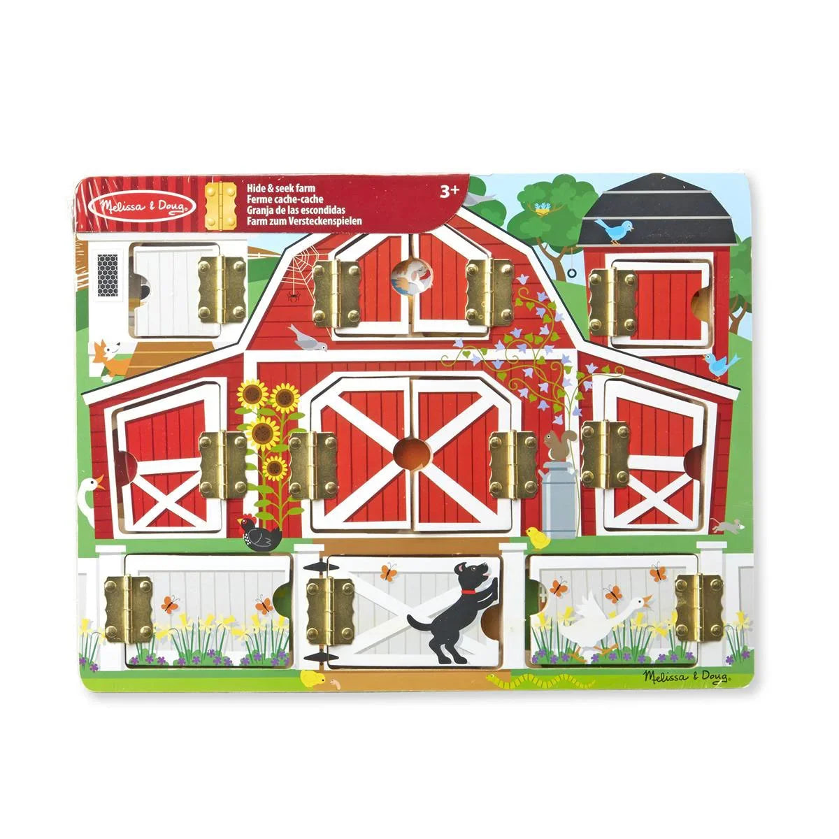 Melissa & Doug magnetisk gemmeleg i træ med låger og bondegårdsdyr