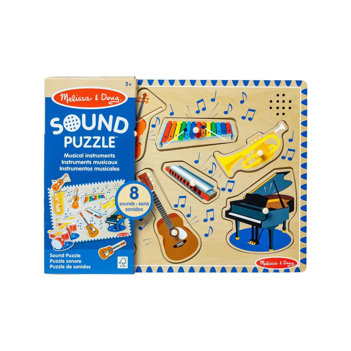 Interaktivt lydpuslespil fra Melissa & Doug med træbræt og lysaktiverede sensorer
