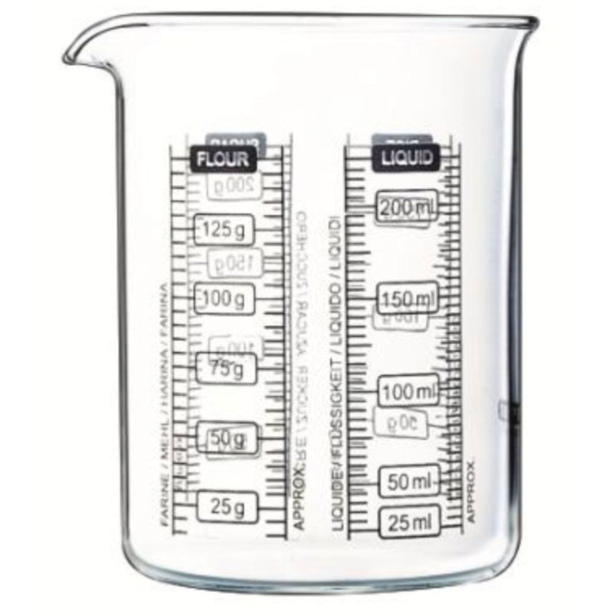 Pyrex Kitchen Lab målebæger i glas med plads til 250 ml