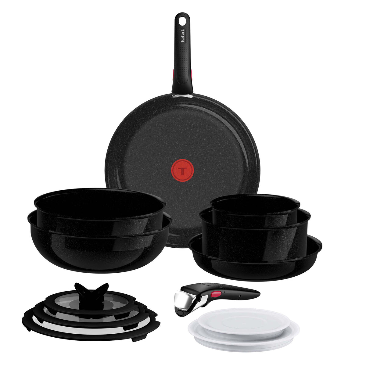 Tefal Ingenio Excellence Ceramic sort gryde- og stegepandesæt med 13 dele
