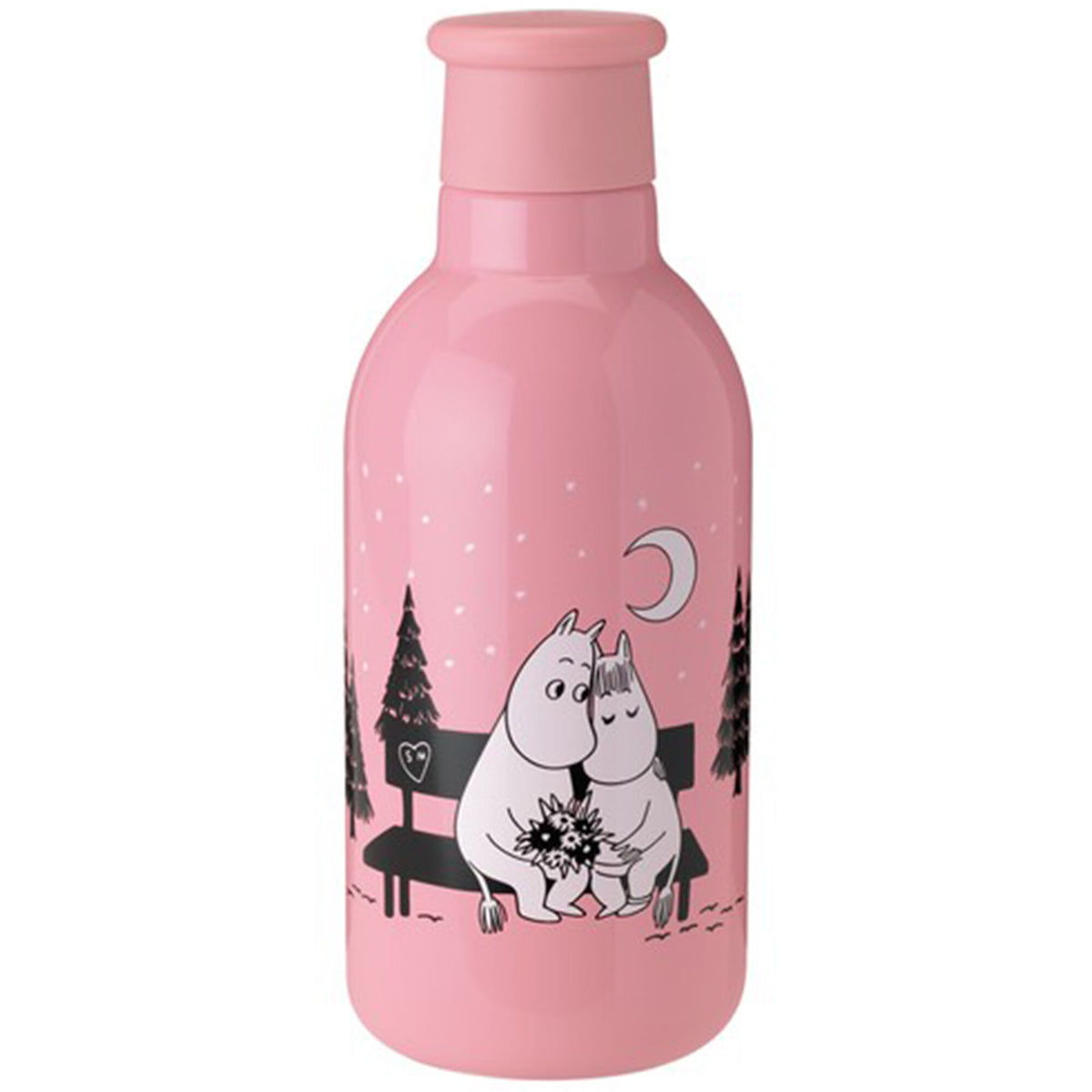 Mørkrosa Rig-tig DRINK-IT termoflaske på 0,5 liter med dekorativt I Love You-motiv
