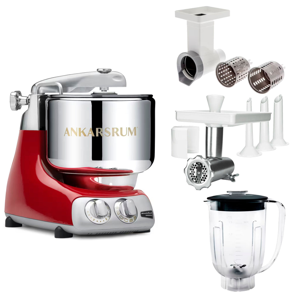 Rød Ankarsrum Assistent Original AKM 6230 køkkenassistent med tilbehør